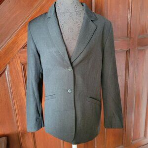 Pendleton Womens Petite Wool Blazer Jacket Charcoal Gray Button Front Size 10